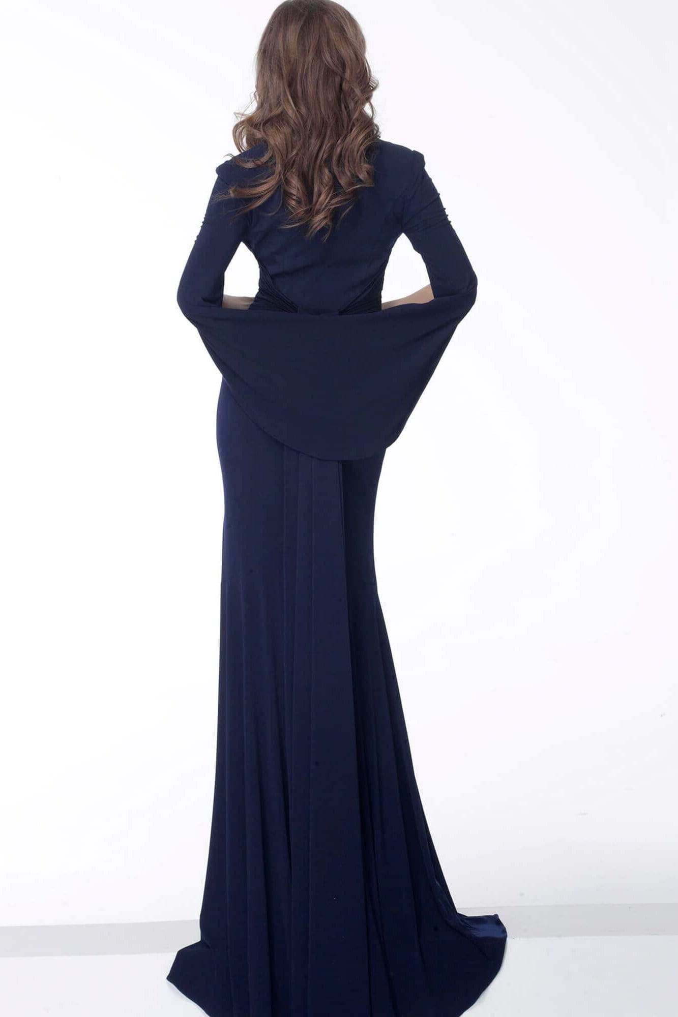 63851 Stretch Jersey Plunging V-Neck Trumpet Dress