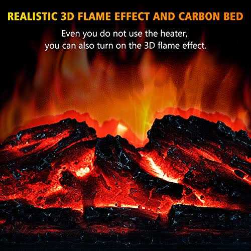 Lifeplus Electric Fireplace Heater Portable Wood Fireplace Stove with 3d Realistic Dancing Flame Effect