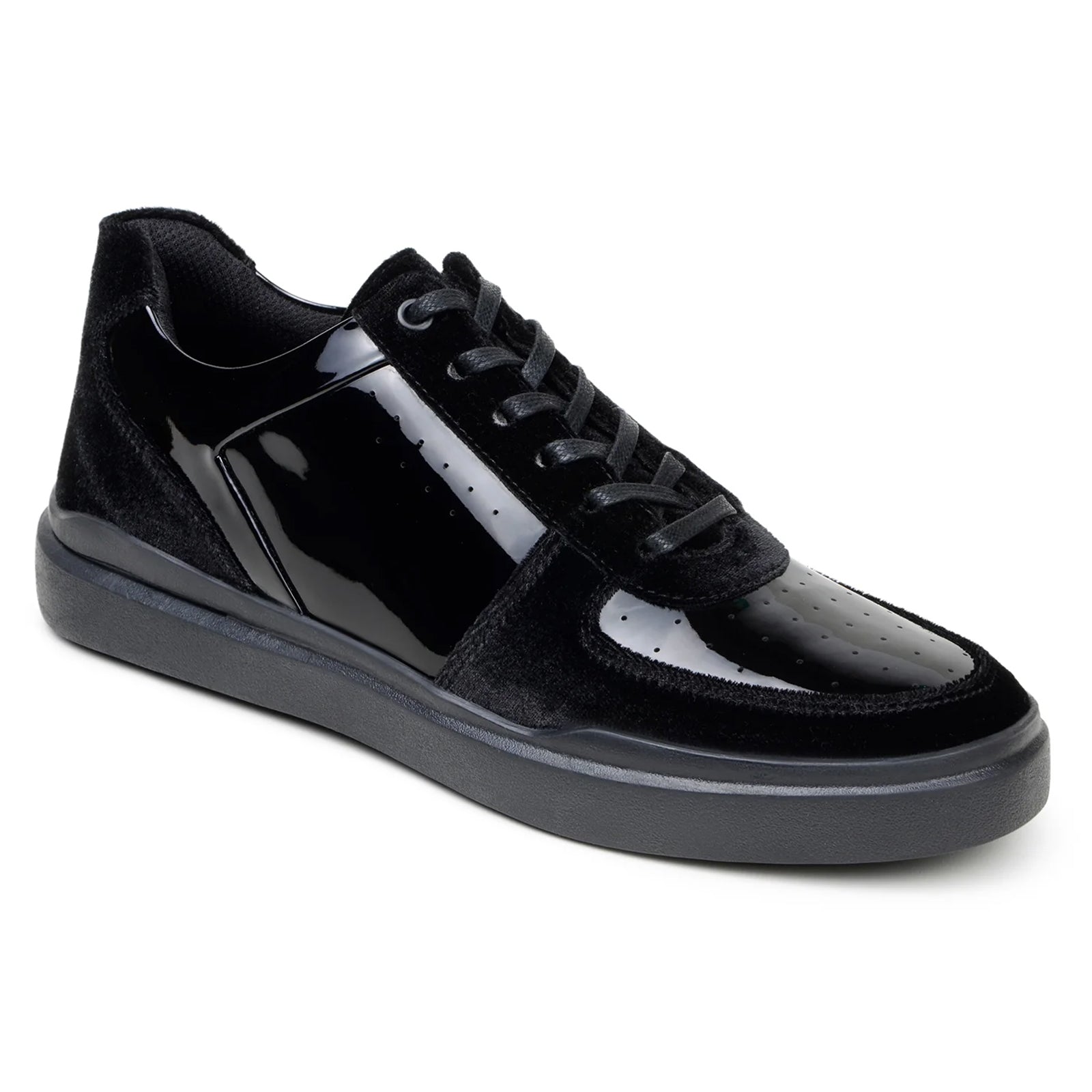 Men’s Belvedere Edmound Velvet & Patent Leather Tuxedo Dress Sneaker in Black