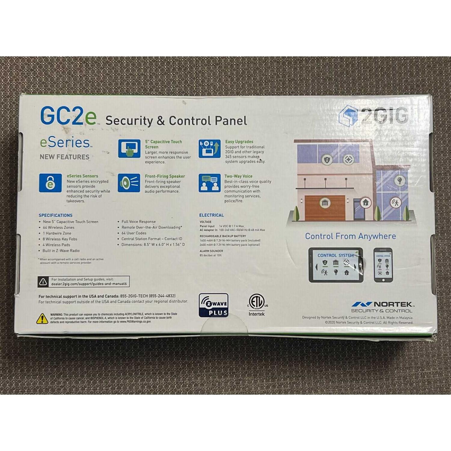 2GIG GC2e eSeries Security & Home Automation Control Panel 2GIG-GC2E-345