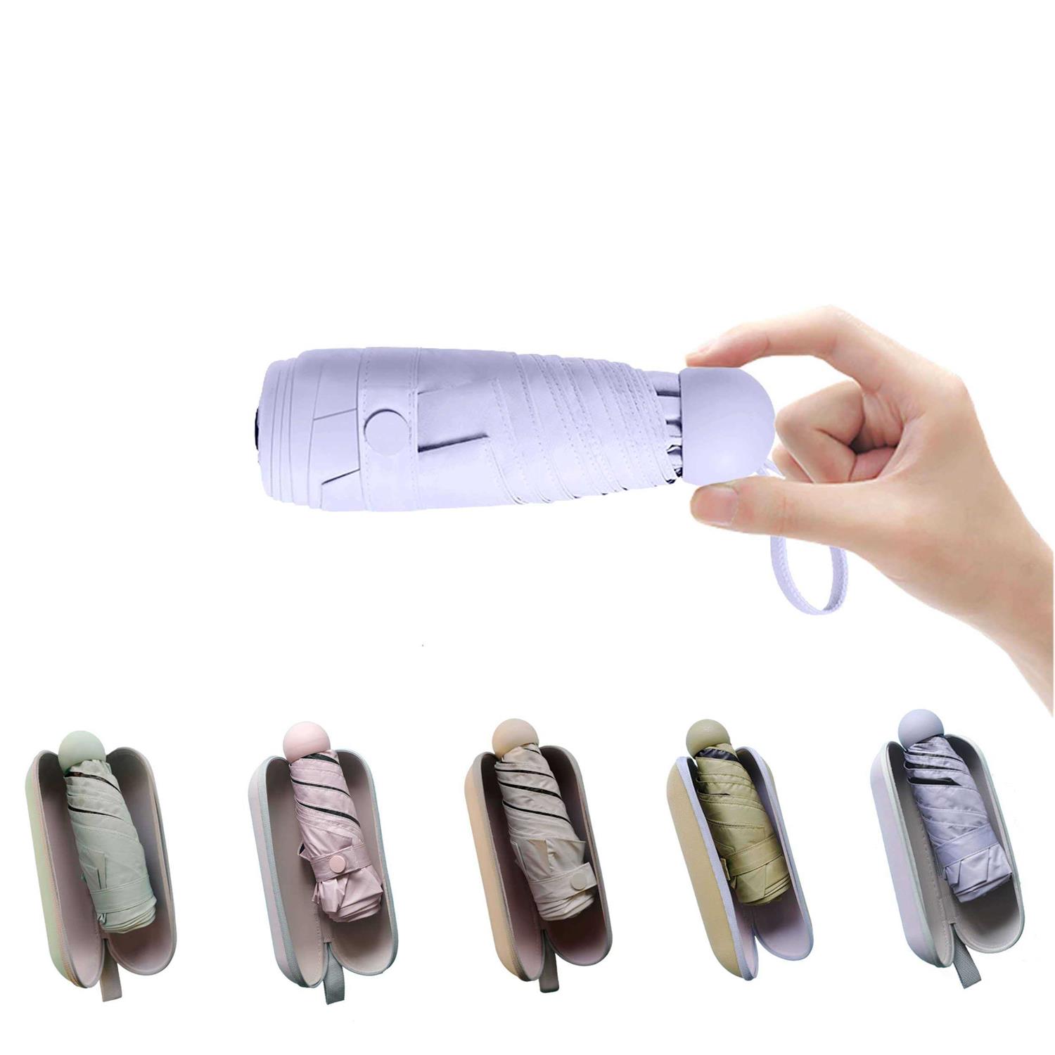 BAODINI Travel Mini Umbrella for Purse with Case-Small Compact UV Umbrella Protection Sun-Lightweight Tiny Pocket Umbrella with Case for Women