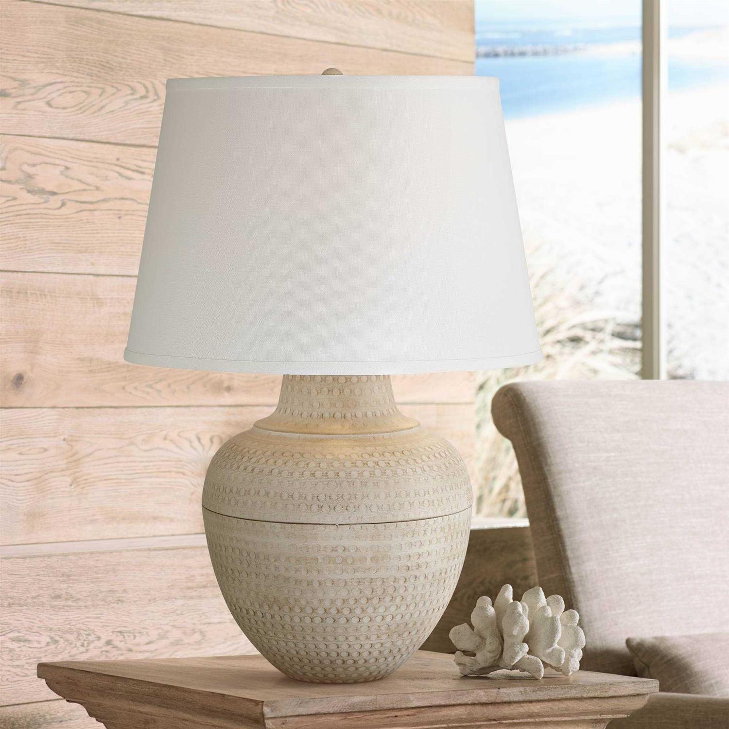 Barnes and Ivy Brighton 27 1/4 Tall Hammered Pot Farmhouse Rustic Modern Coastal Table Lamps Set of 2 739T7
