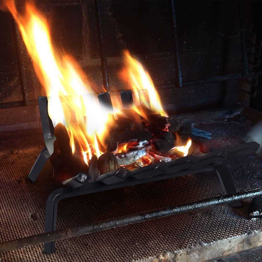 Amagabeli GARDEN & HOME Black Wrought Iron Fireplace Log Grate Wide Heavy Duty Solid Steel Indoor Chimney Hearth Bar Fire