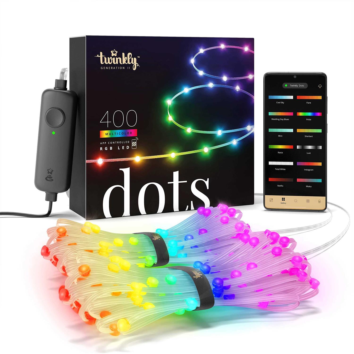 Twinkly Dots App Controlled LED Light String with 400 RGB LEDs