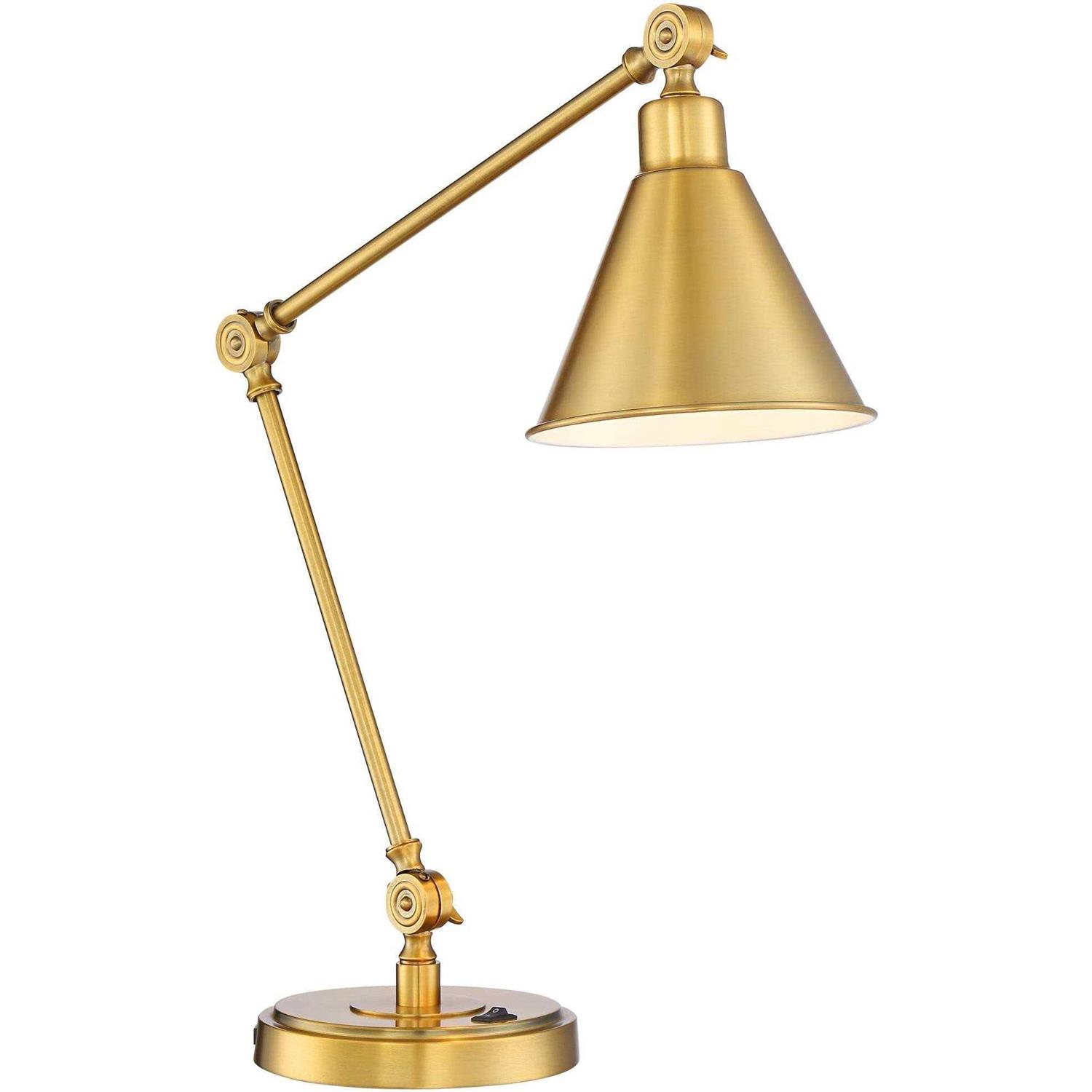 360 Lighting Wray Modern Desk Lamp 26 3/4 High with USB Charging Port Warm Brass