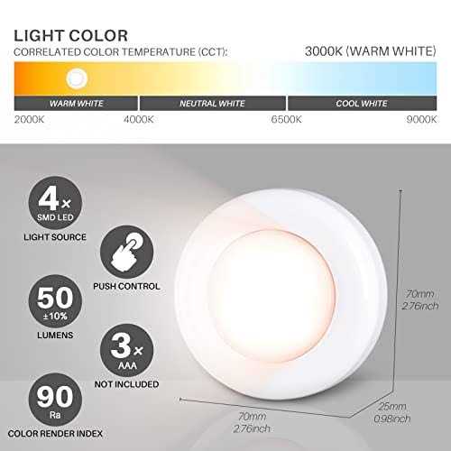 Tap Light Push Lights STAR-SPANGLED Mini Night Touch Light LED Puck Lights Portable Under Cabinet Lighting Battery Operated Powered DIY Stick On