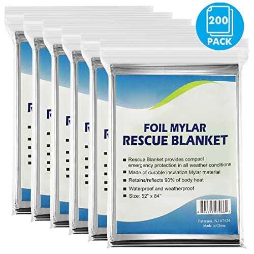 NOVAMEDIC Emergency Foil Mylar Thermal Blankets Pack of 200