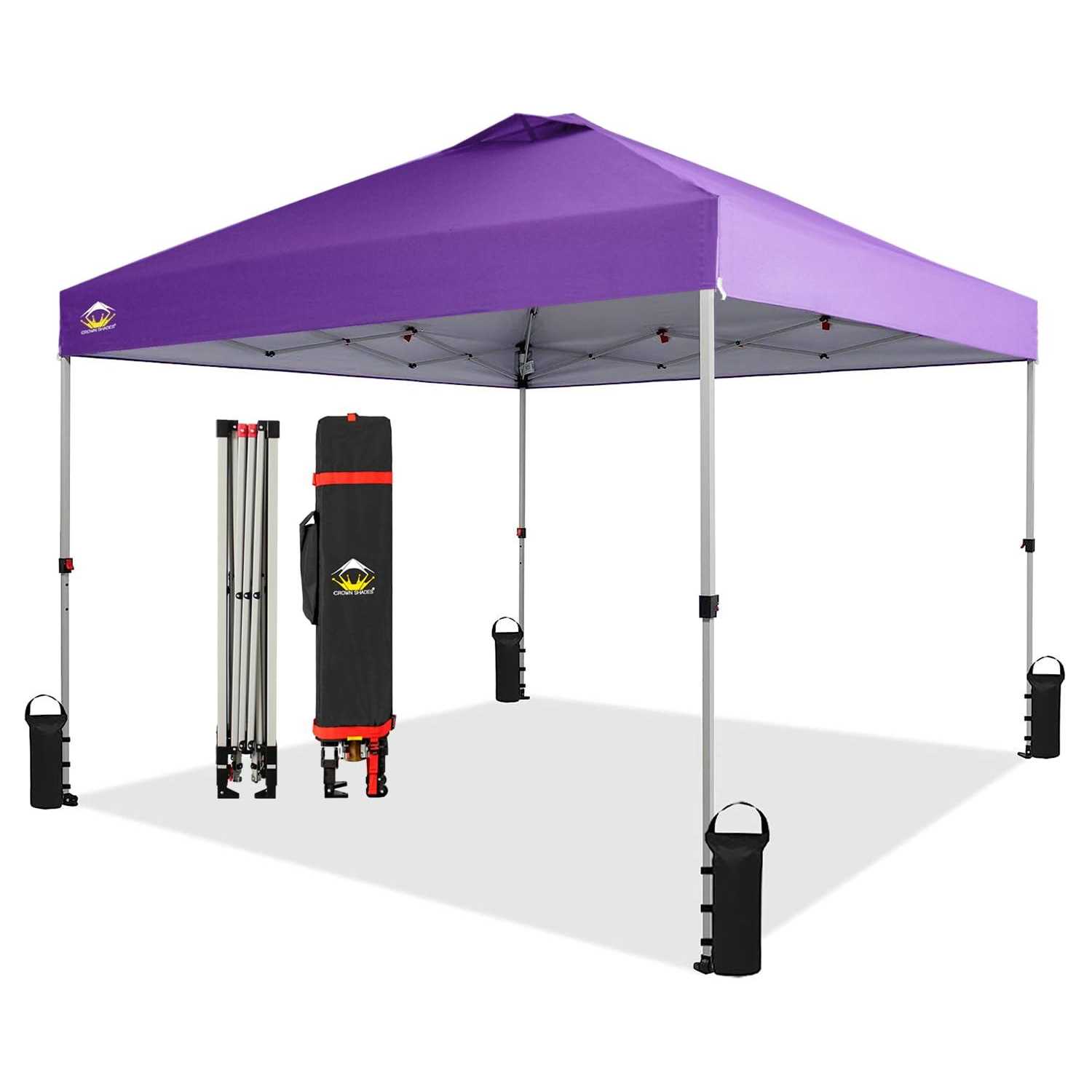 CROWN SHADES 10×10 Pop Up Canopy Patented Center Lock One Push Canopy Tent