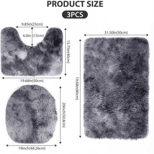 3 Piece Thicken 0.4 Bath Rugs Set Contour Mat + Toilet Seat Cover