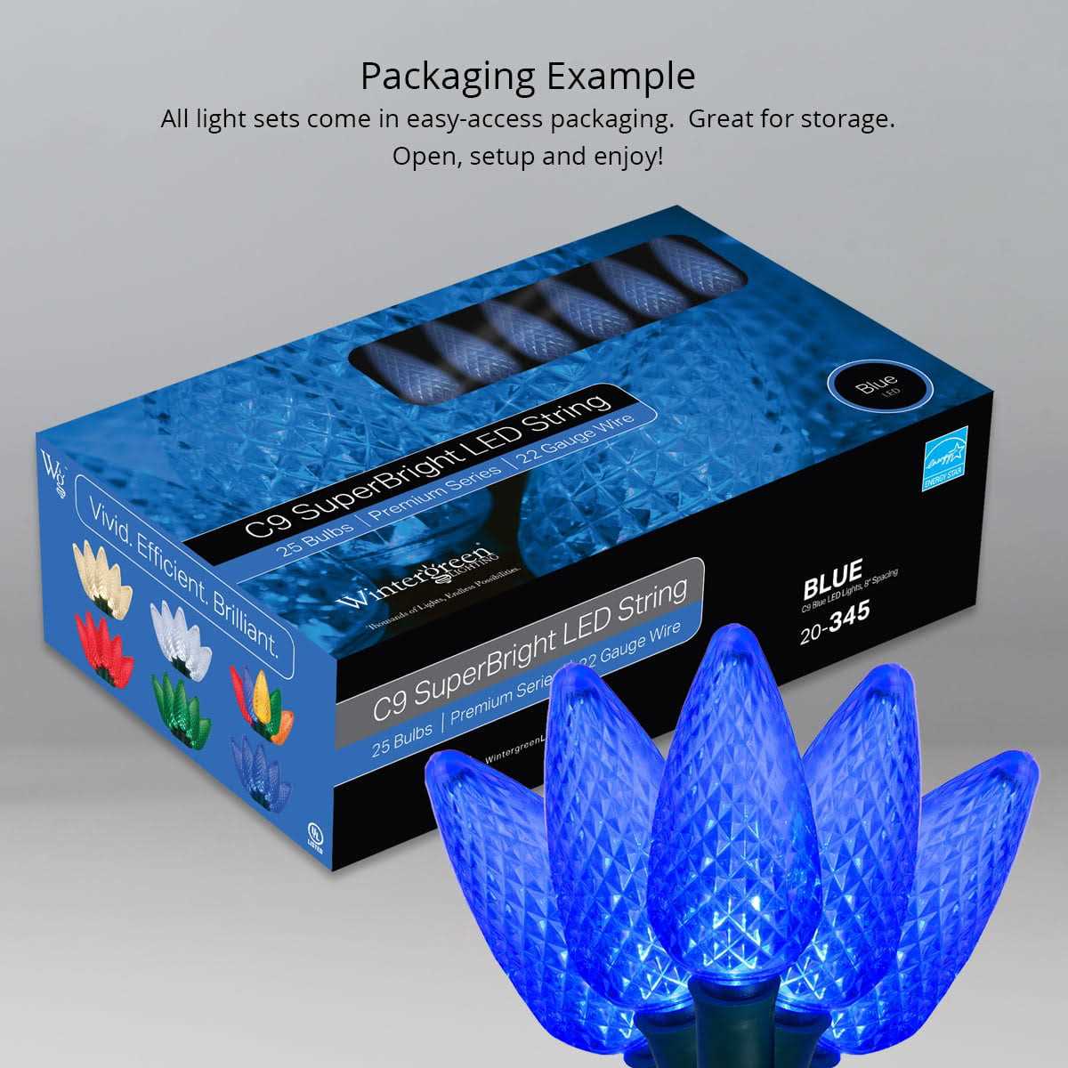 Wintergreen Lighting C7 OptiCore Commercial LED Christmas String Lights