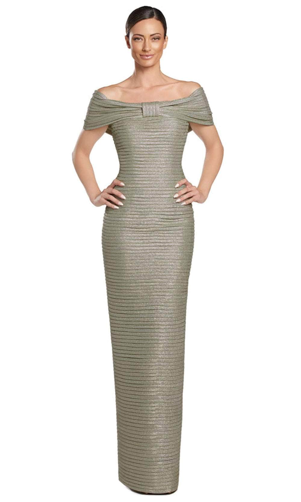 Off Shoulder Bow Detailed Evening Gown