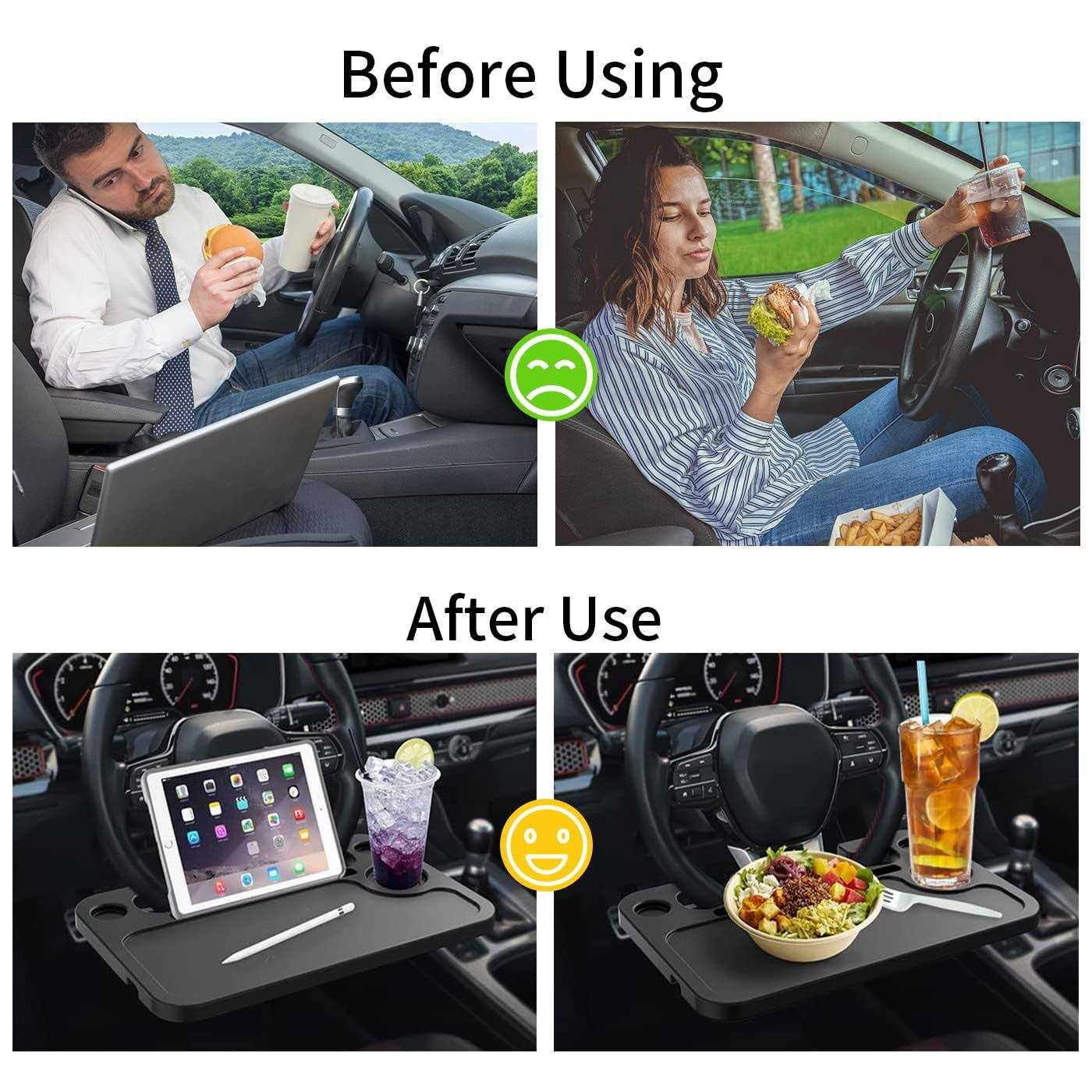 AGARES Dining table laptop table car travel table food table on steering wheel tray