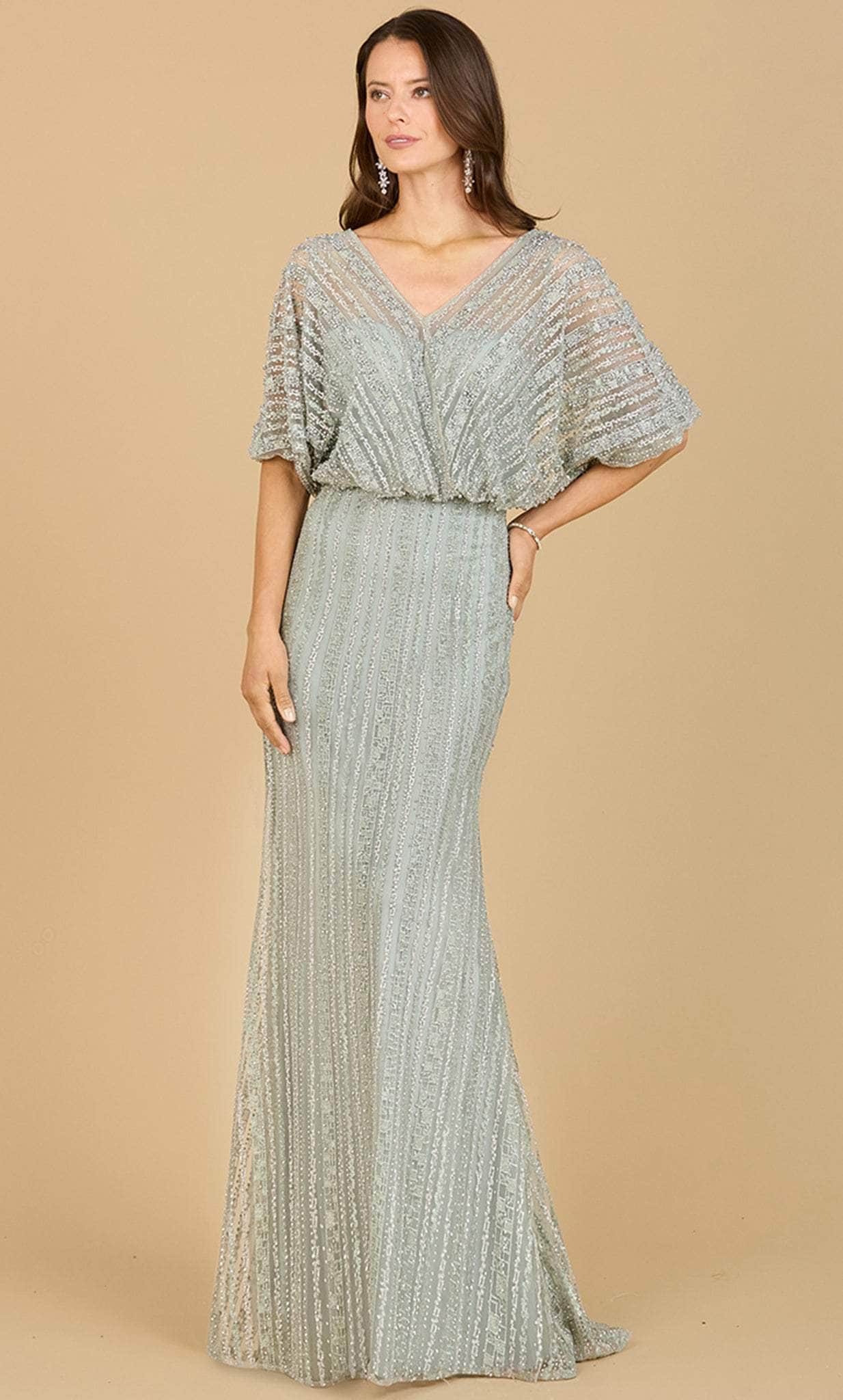 Beaded V-Neck Evening Dress