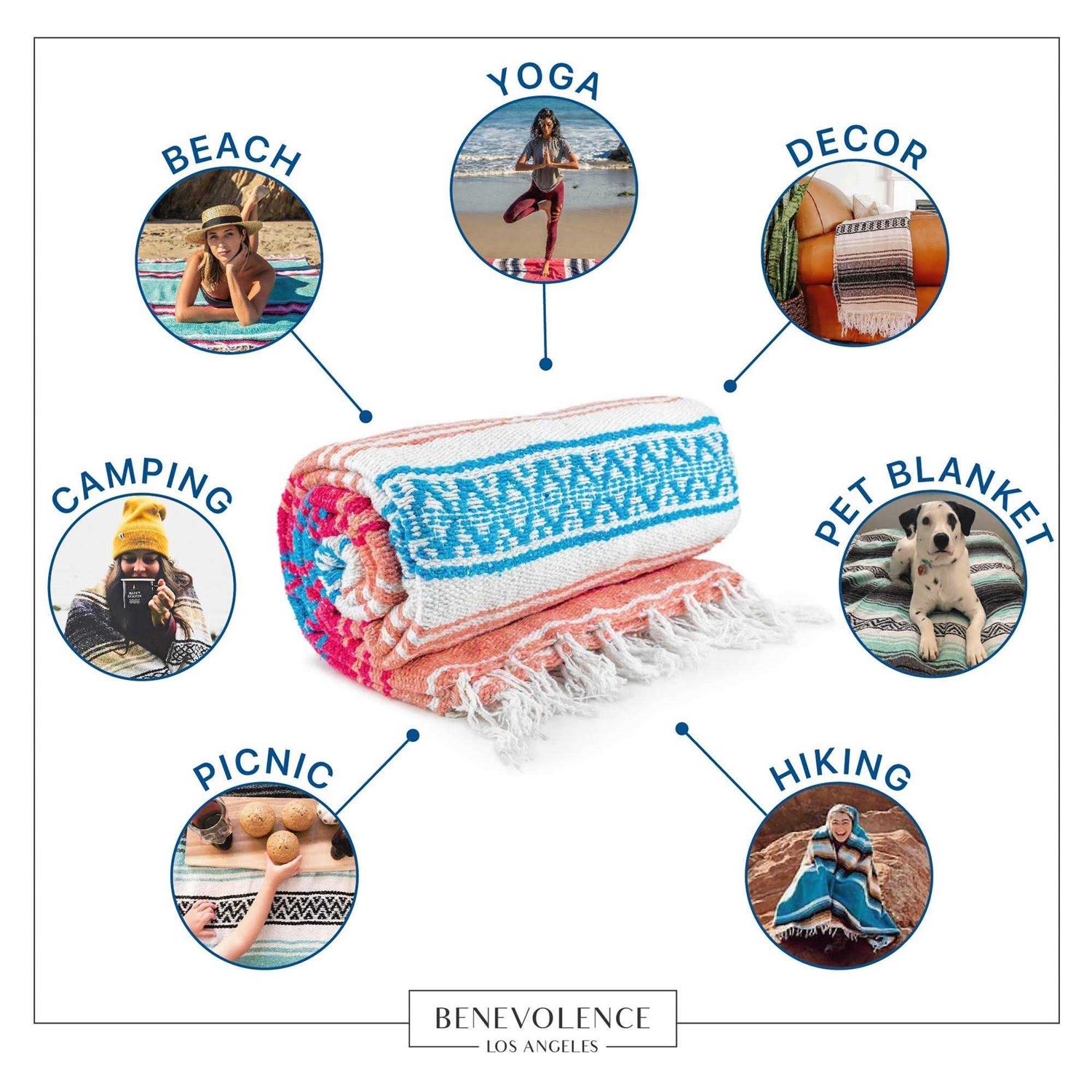 Benevolence LA Authentic Handwoven Mexican Blanket Yoga Blanket