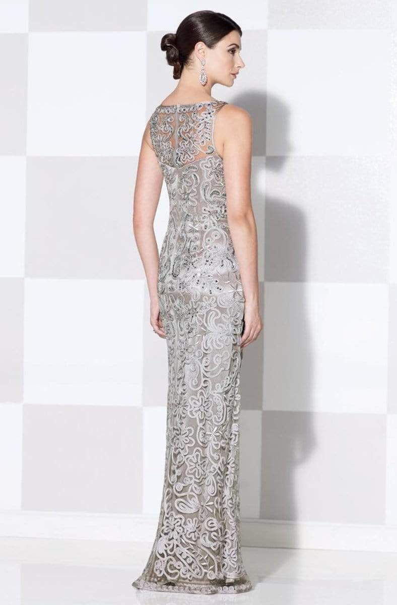 Bateau Neckline Long Evening Gown 115604