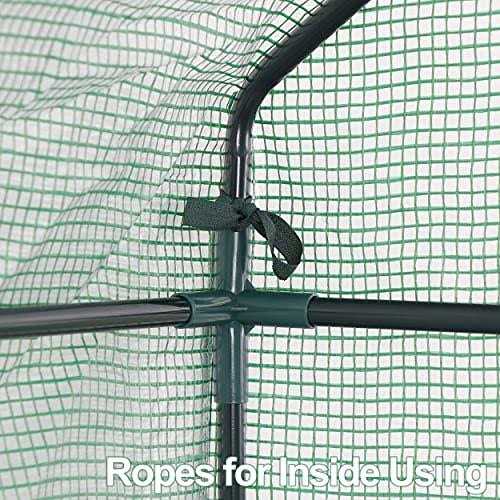 BBBuy Outdoor Portable Walk-in Greenhouse 3 Tiers 6 Shelves w/ Durable PE Cover Roll Up Zipper Door Steel Frame Screen Windows Garden Greenhouse