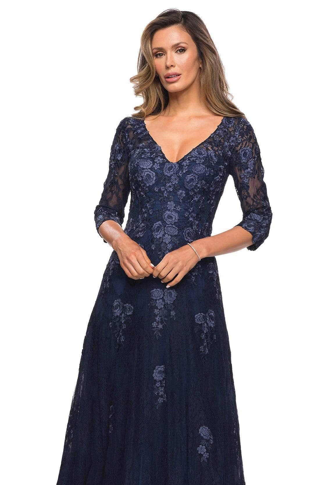 Embroidered A-Line Formal Gown