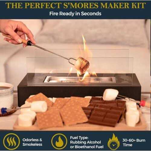 ROZATO Tabletop Fire Pit with Smores Maker Kit Portable