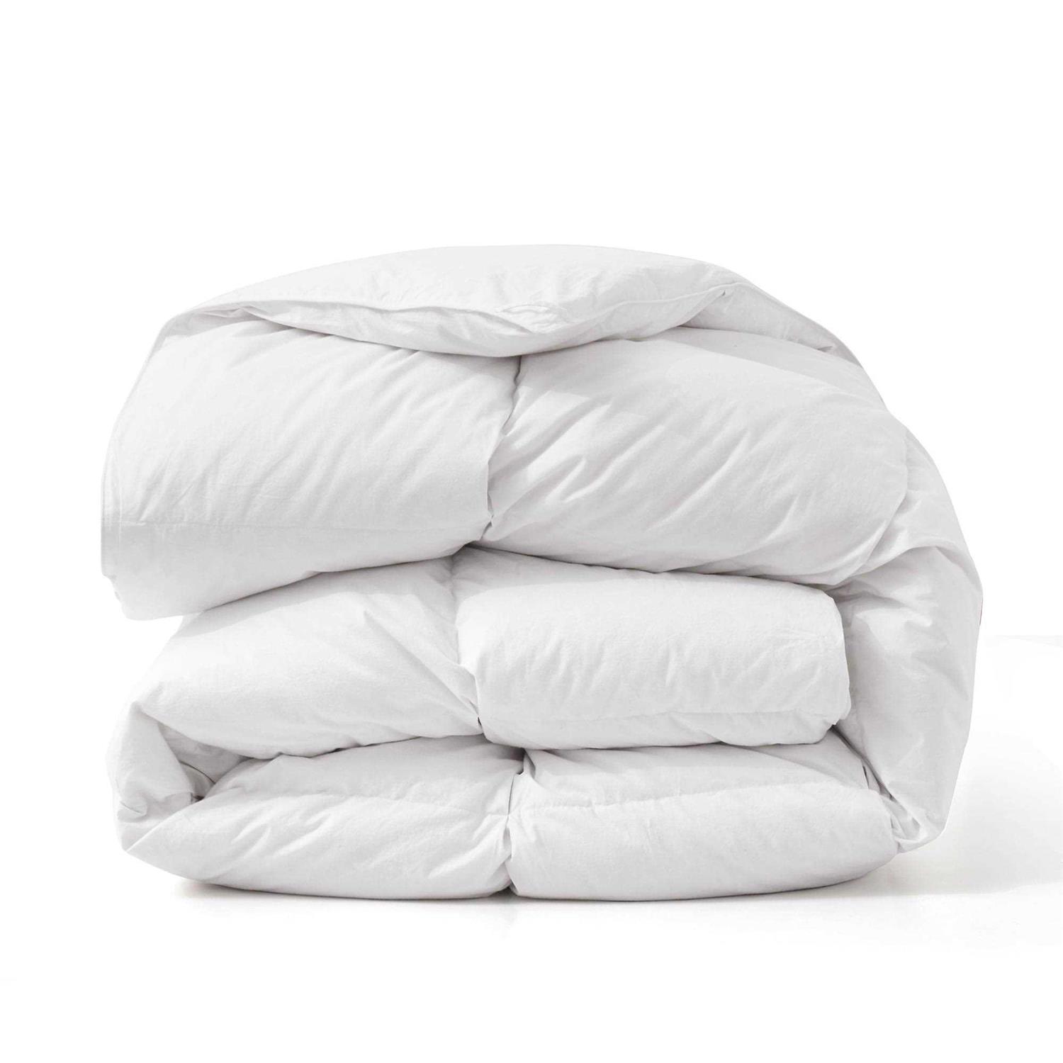 All Seasons Pinch Pleat Goose Feather and Down Comforter-Breathable Cotton Fabric Baffled Box Duvet Insert