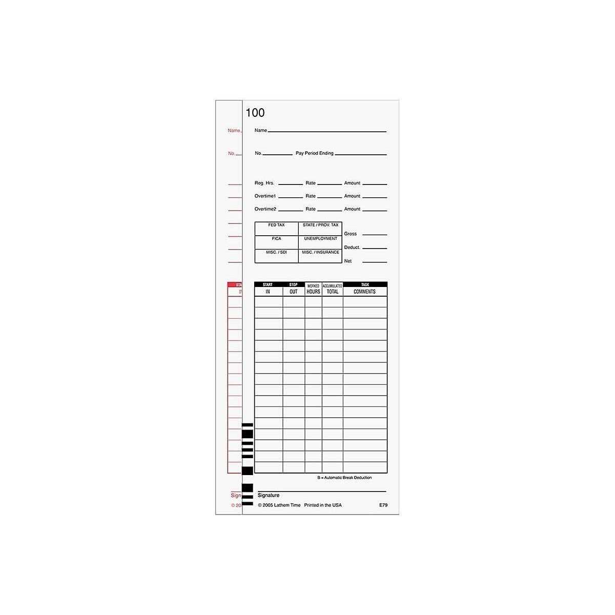 Time Clock Cards for Lathem Time 7000E/7500E