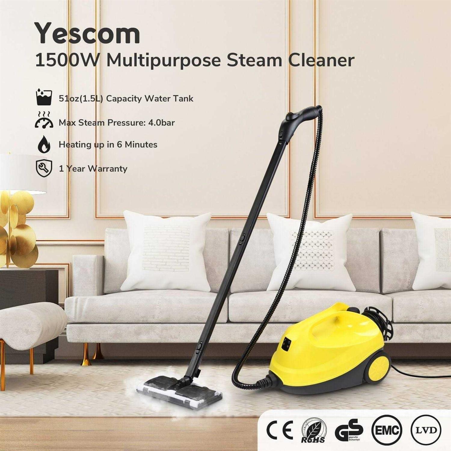 Yescom 1500w Multifunctional Steam Cleaner 13 Accessories Chemical-free Cleaning Home