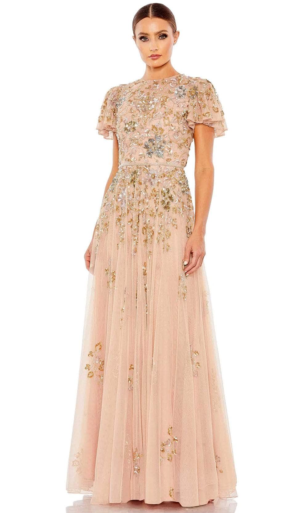Jewel Neck Sequin Lace Prom Gown