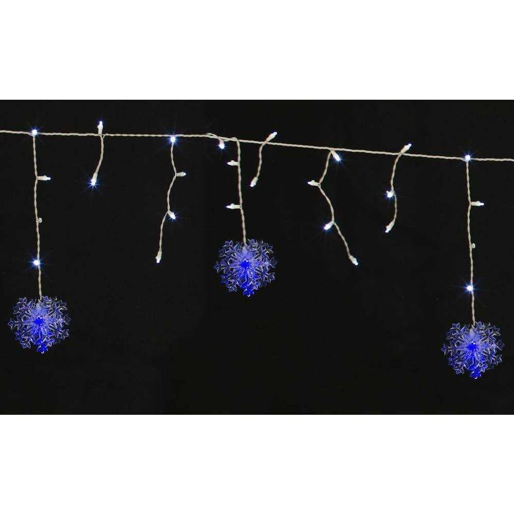 70L Cool White Christmas LED Dome Icicle Lights with Snowflakesa Home Accents Holiday
