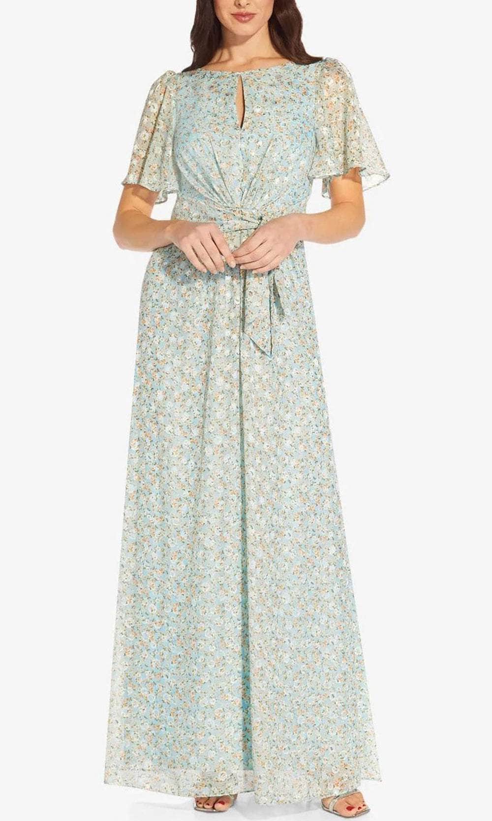 Flutter Sleeve Floral Long Gown