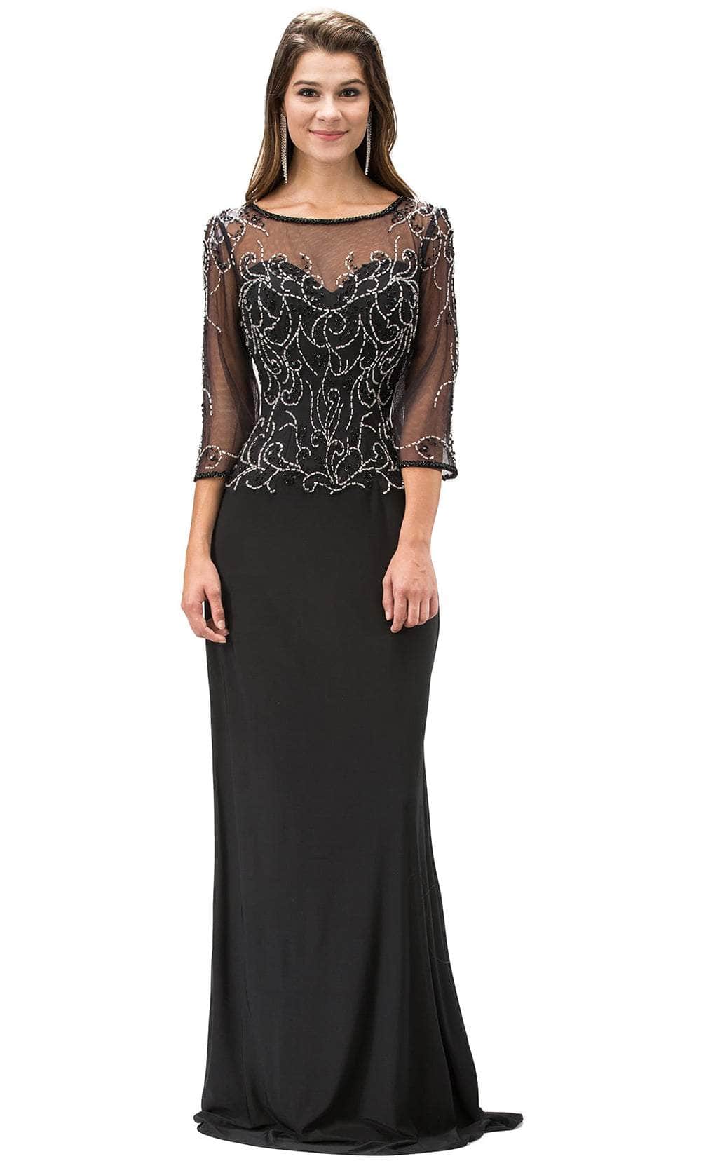 Quarter Sleeve Sheath Long Gown