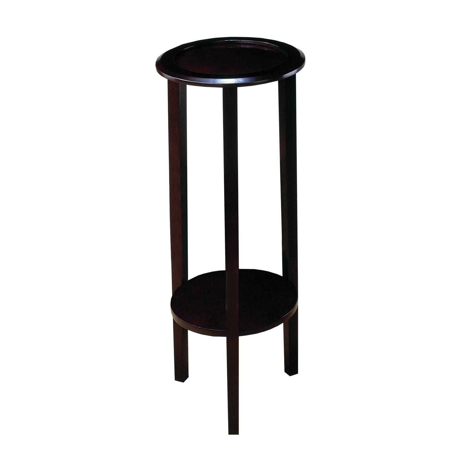 Coaster Espresso Round Accent Table with Bottom Shelf