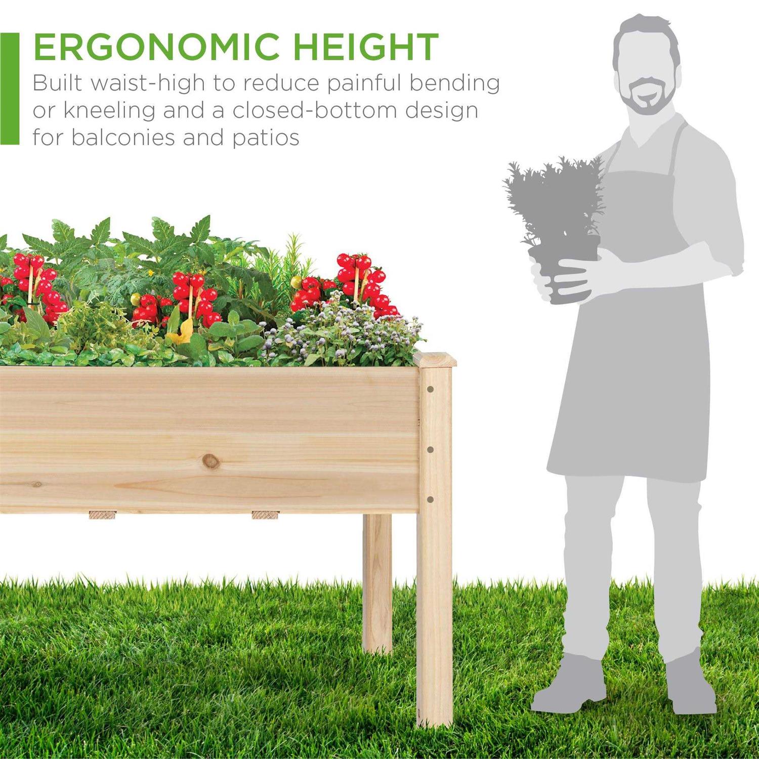 Best Choice Products Raised Garden Bed Elevated Wood Planter Box