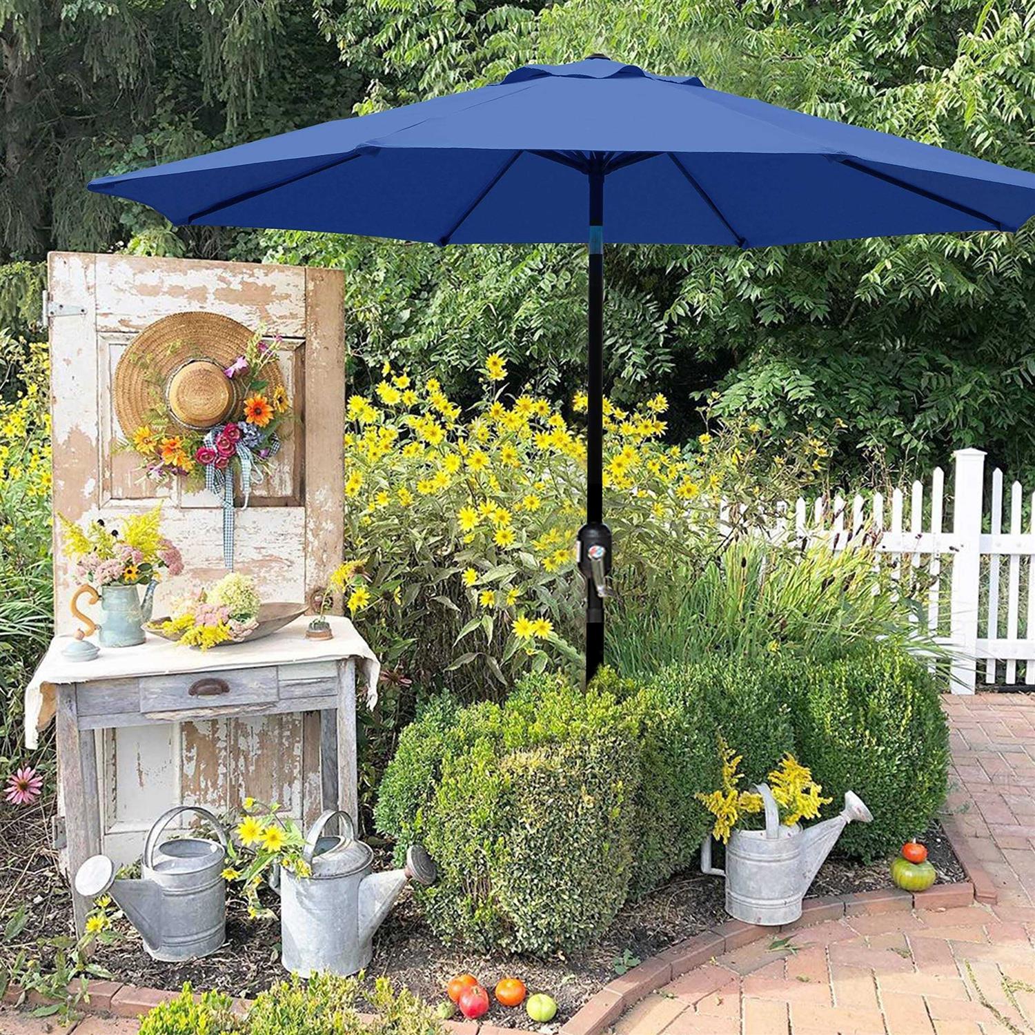 Blissun 9′ Outdoor Market Patio Umbrella with Push Button Tilt and Crank