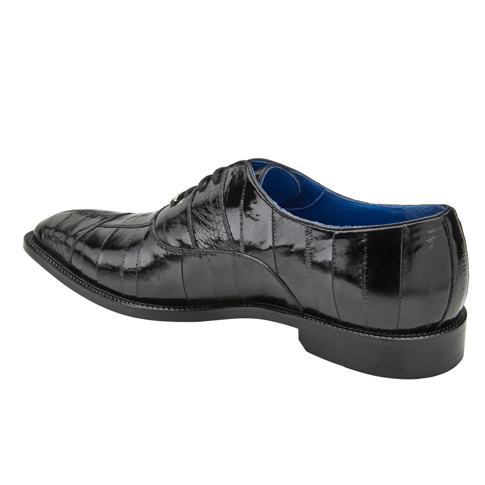 Men’s Belvedere Mare Ostrich Leg & Eel Skin Dress Shoe in Black