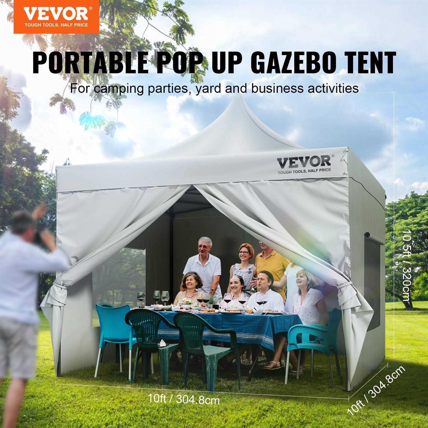 VEVOR Pop up Canopy Tent Outdoor Gazebo Tent with Sidewalls & Bag