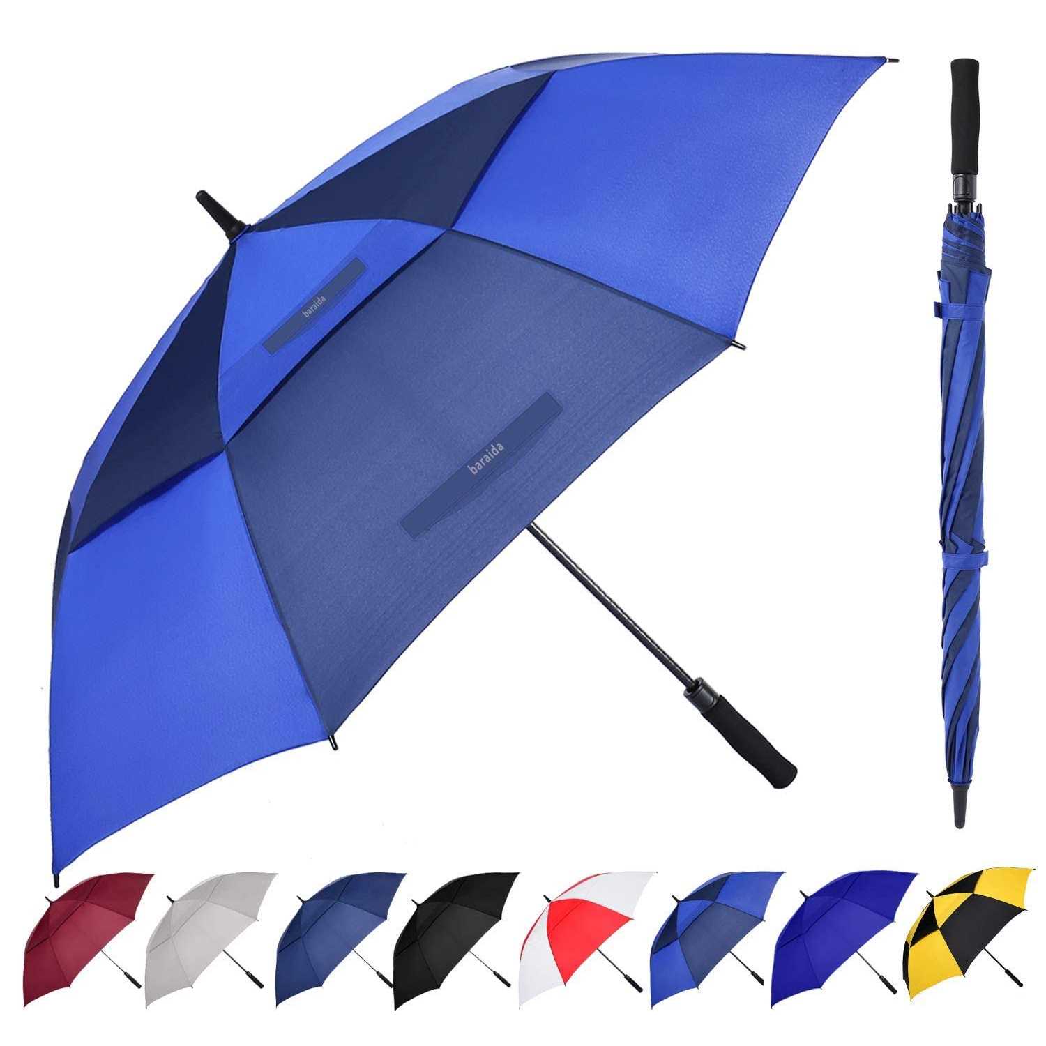 Baraida Golf Umbrella Large 62/68/72 Inch Extra Large Oversize Double Canopy Vented Windproof Waterproof Umbrella