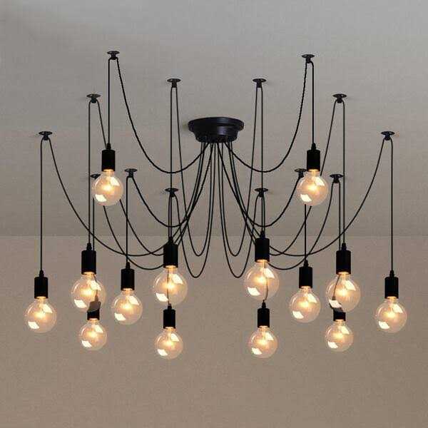 Bella Depot Modern Industrial Edison Lighting Adjustable Spider Light Cluster Chandelier