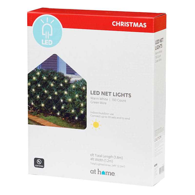 At Home 150-Count Warm White Led Net String Lights with Green Wire