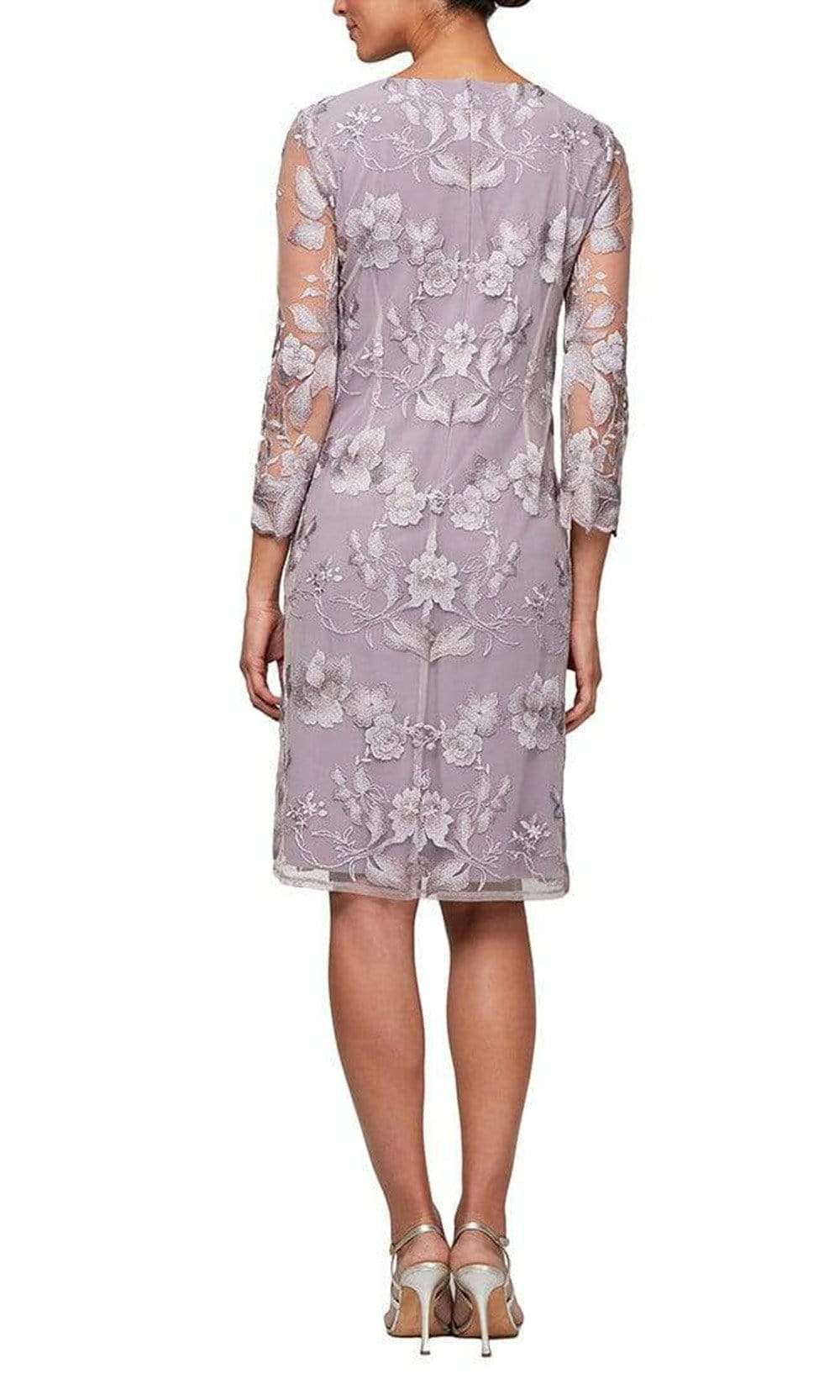 81122202 Embroidered Lace Mock Jacket Jersey Dress