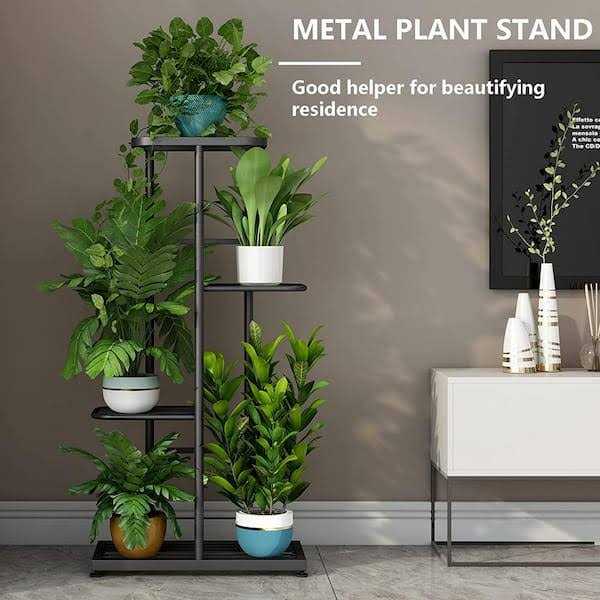 4-Tiers Metal Flower Stand for Living Room Balcony and Garden