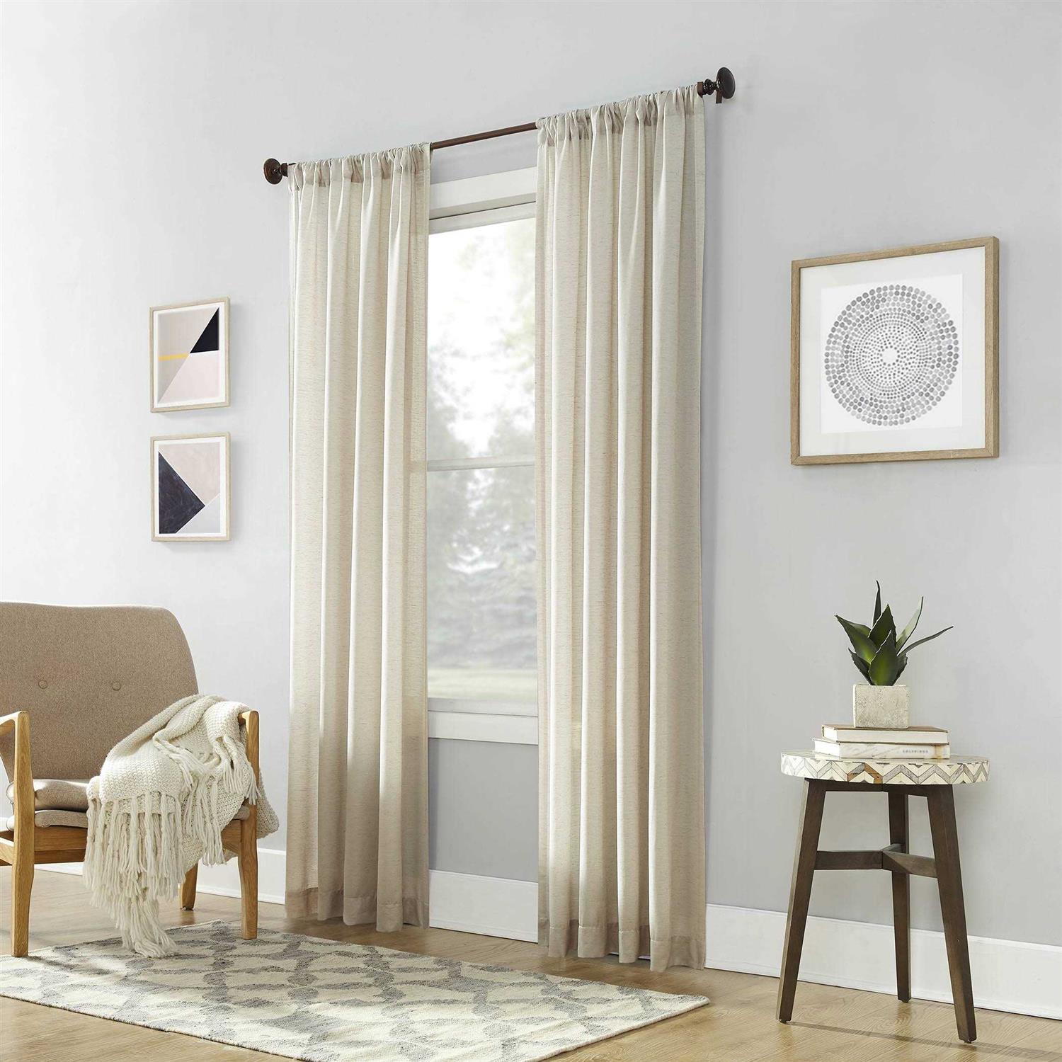 No. 918 Amalfi Linen Blend Textured Semi-Sheer Rod Pocket Curtain Panel