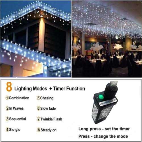 TuoPuLife Icicle Lights Outdoor 32.8ft 400 LED Icicle Christmas Lights with Timer