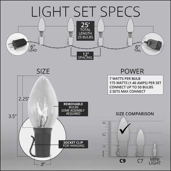 25 C9 Christmas Lights