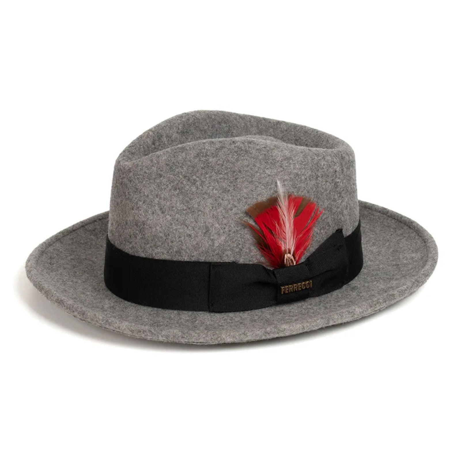 Mens Classic Wool Fedora Dress Hat in Grey Melange
