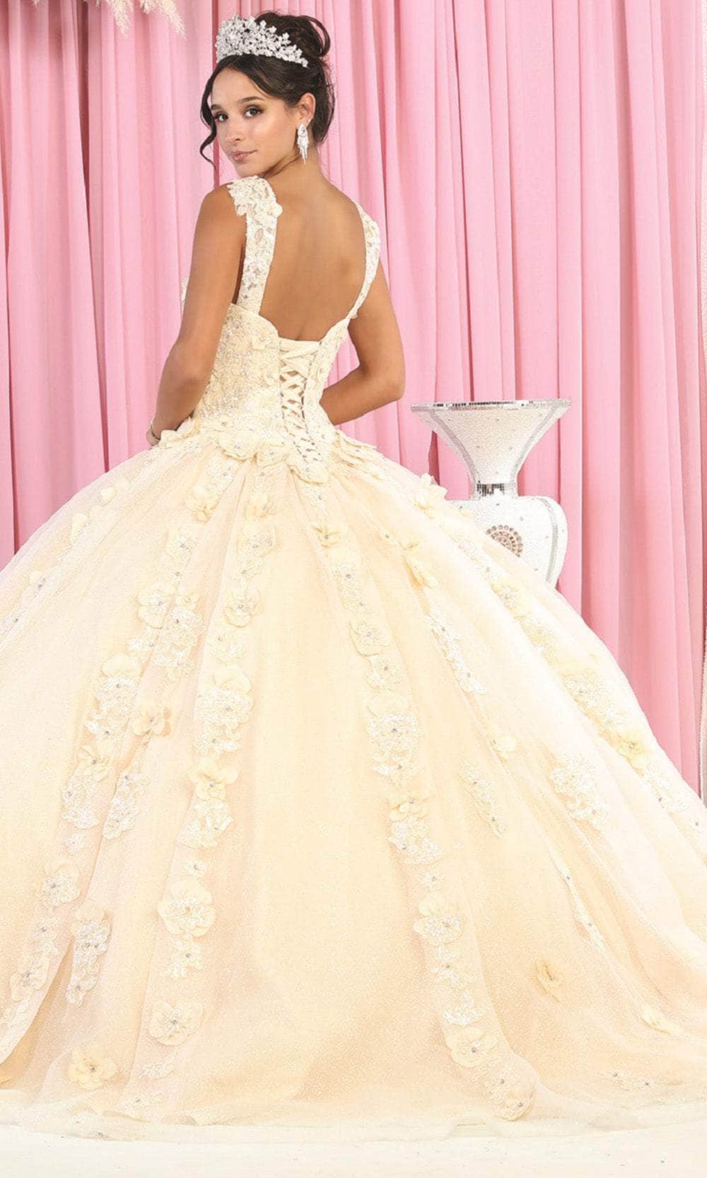 Wide Strap Floral Glitter Ballgown