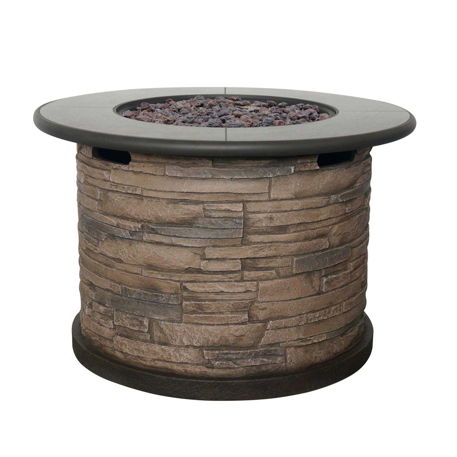 Bond Orchards Park 35 Round 50,000 BTU Faux Stone and Porcelain Fire Pit