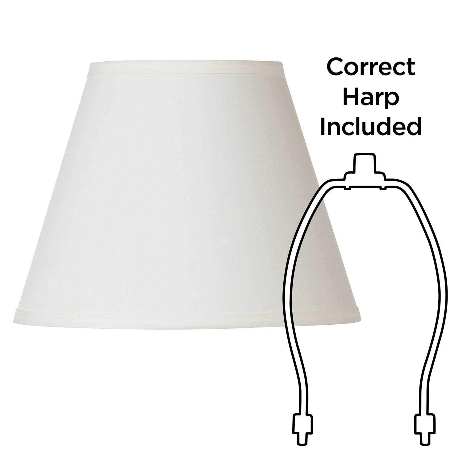 Springcrest Set of 2 Empire Lamp Shades Off-White Small 6 Top x 11 Bottom x 8.5 Slant Spider Replacement Harp and Finial Fitting 978G3