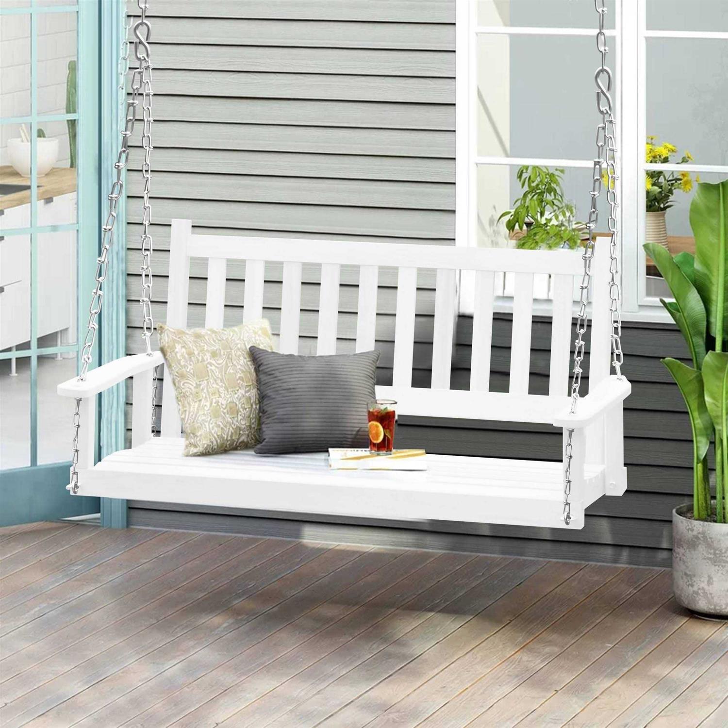 Veikous Outdoor Wood Porch Swing with Chains