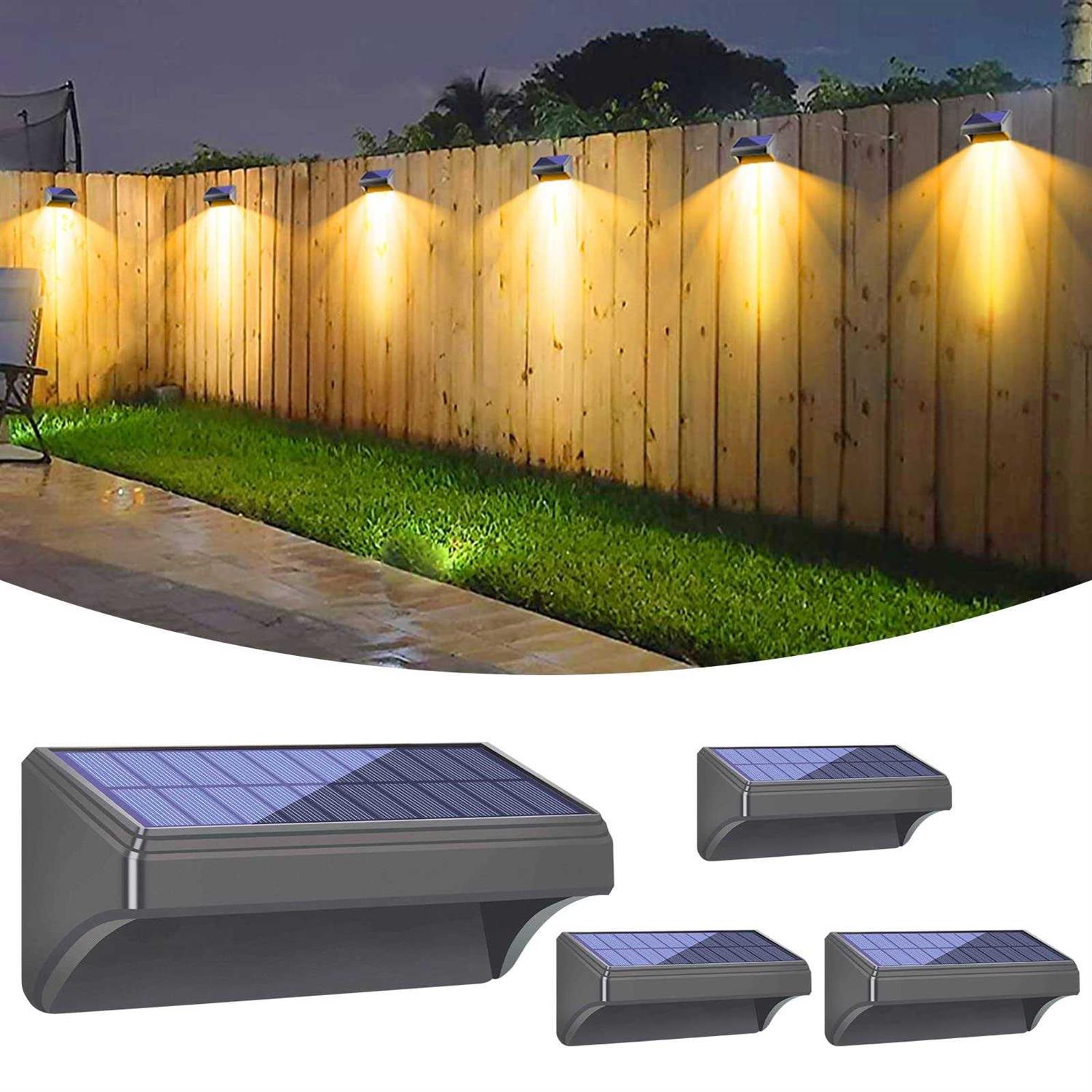 Bridika Solar Fence Lights Fence Lights Fence Solar Lights Outdoor Waterproof Warm White & Color glow LED Solar Lights for Backyard