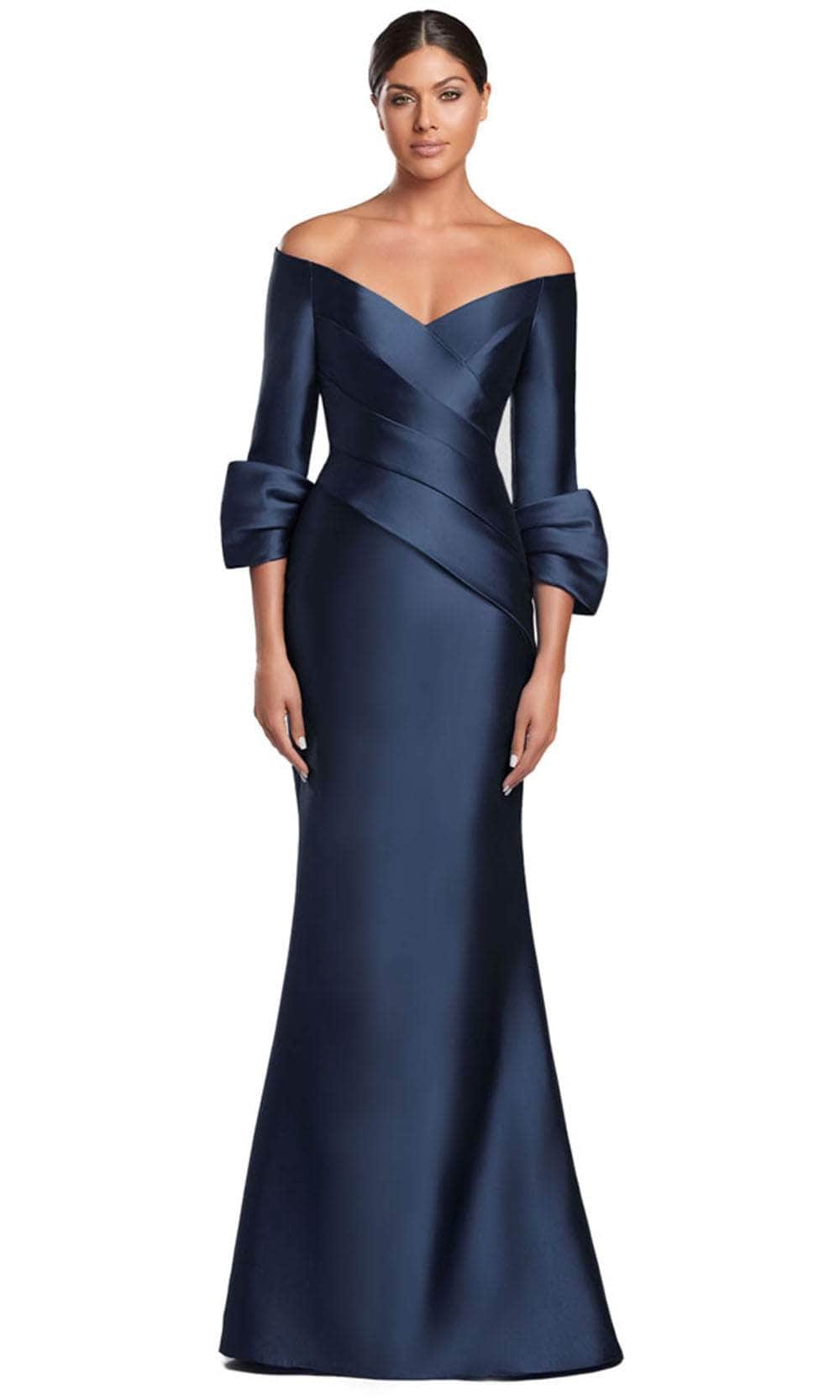 Quarter Sleeve V-Neck Evening Gown