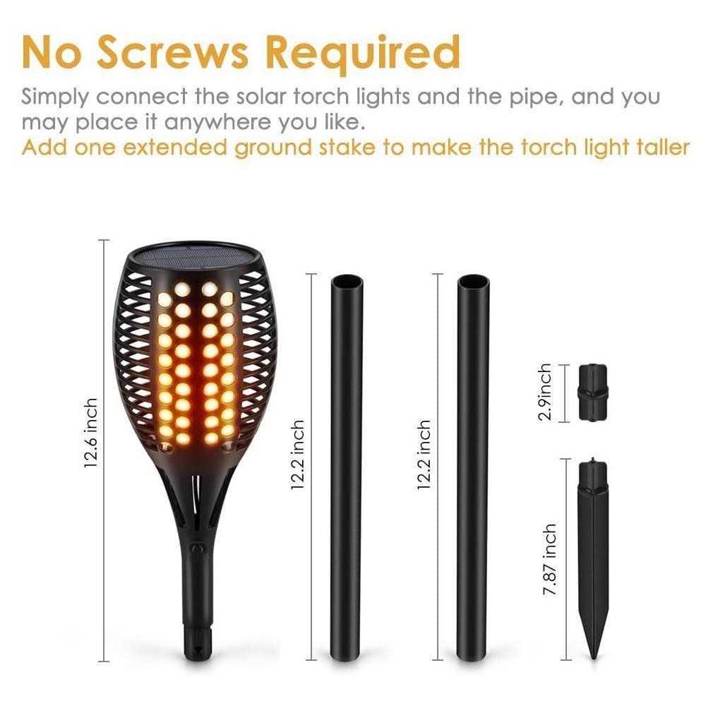 TomCare Solar Lights Upgraded 43 Waterproof Flickering Flames 96 LED Torches Lights Outdoor Solar Landscape Decoration Lighting Auto On/Off